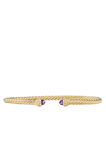 Classic Cablespira Bracelet, 18k Yellow Gold With Amethyst And Diamonds